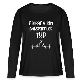 Entspannter Typ - Frauen Premium Bio Langarmshirt - Schwarz - Vorne - Julia (174cm)