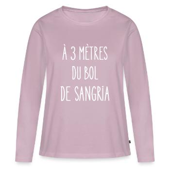 à 3 mètres du bol de sangria - T-shirt manches longues Premium bio Femme - rose poudré - Devant - Julia (174cm)