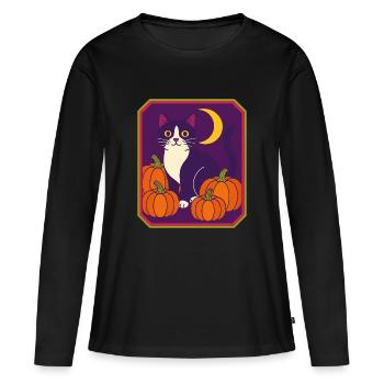 Smoking encadré Cat Moon - T-shirt manches longues Premium bio Femme - noir - Devant - Julia (174cm)
