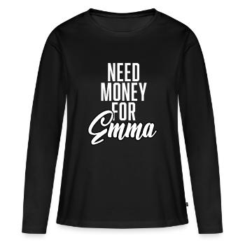 Besoin d’argent pour Emma - T-shirt manches longues Premium bio Femme - noir - Devant - Julia (174cm)