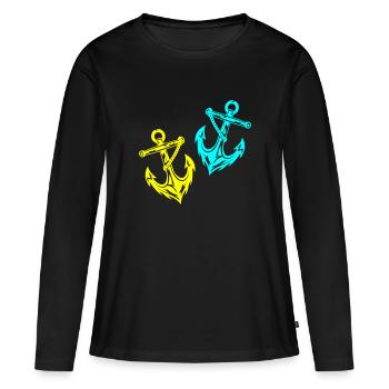 Icône d’ancrage Icône - T-shirt manches longues Premium bio Femme - noir - Devant - Julia (174cm)
