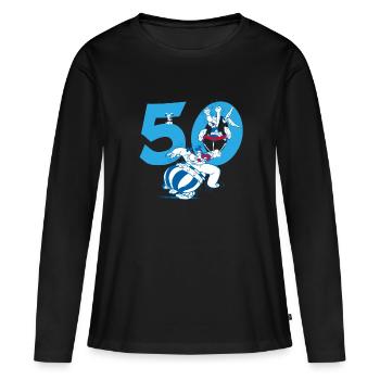 Asterix & Obelix Motif Du 50e Anniversaire - T-shirt manches longues Premium bio Femme - noir - Devant - Julia (174cm)