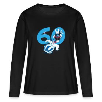Asterix & Obelix Motif Du 60e Anniversaire - T-shirt manches longues Premium bio Femme - noir - Devant - Julia (174cm)