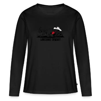 Lucky Luke Le Cow-boy Solitaire - T-shirt manches longues Premium bio Femme - noir - Devant - Julia (174cm)