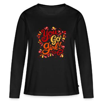 Girl Power Rouge Jaune Orange - T-shirt manches longues Premium bio Femme - noir - Devant - Julia (174cm)