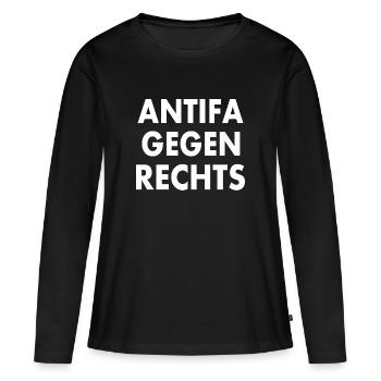 Antifa contre la droite - T-shirt manches longues Premium bio Femme - noir - Devant - Julia (174cm)