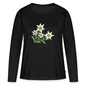 Edelweiss in den Alpen - Frauen Premium Bio Langarmshirt - Schwarz - Vorne - Julia (174cm)