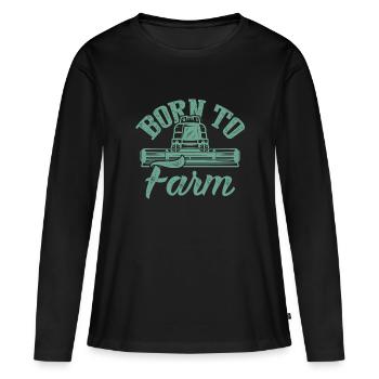 né à la ferme - T-shirt manches longues Premium bio Femme - noir - Devant - Julia (174cm)