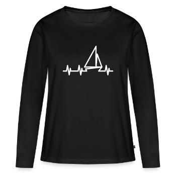 Segelboot Heartbeat Segelboot - Frauen Premium Bio Langarmshirt - Schwarz - Vorne - Julia (174cm)