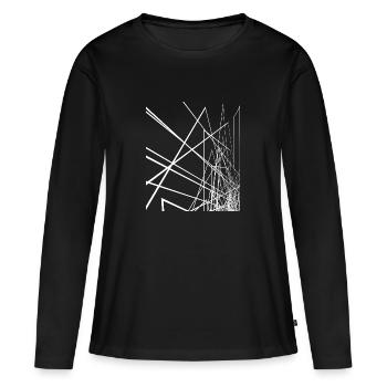 Crazy Lines Art abstrait Idée de cadeau Cool - T-shirt manches longues Premium bio Femme - noir - Devant - Julia (174cm)