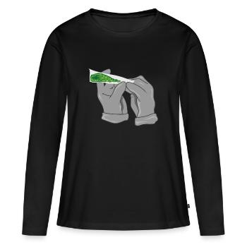 Cigarette de cannabis stoner feuille de chanvre - T-shirt manches longues Premium bio Femme - noir - Devant - Julia (174cm)