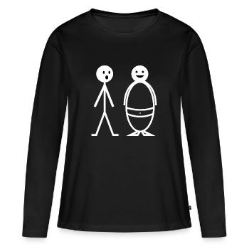 Stickman Strichmännchen zunehmen Dick Mann witzig - Frauen Premium Bio Langarmshirt - Schwarz - Vorne - Julia (174cm)