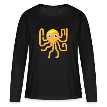 Octopus Orange Süßer Tintenfisch Geschenkidee cool - Frauen Premium Bio Langarmshirt - Schwarz - Vorne - Julia (174cm)