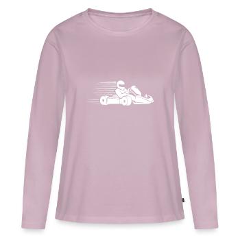 Idée cadeau de course automobile - T-shirt manches longues Premium bio Femme - rose poudré - Devant - Julia (174cm)