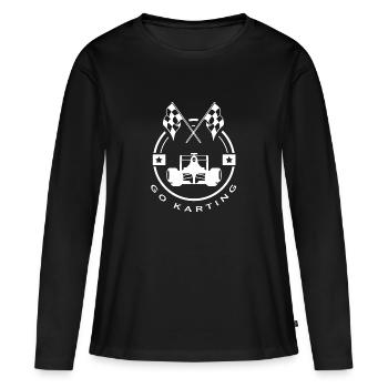 Go Karting Kartbahn Kartfahren Rennkart Rennsport - Frauen Premium Bio Langarmshirt - Schwarz - Vorne - Julia (174cm)