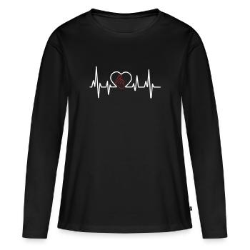 Heartbeat Kpop - T-shirt manches longues Premium bio Femme - noir - Devant - Julia (174cm)