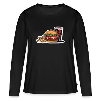 HAMBURGER FAST FOOD SNACK BUN BURGER - Women's Premium Organic Long Sleeve Shirt - black - Front - Julia (174cm)