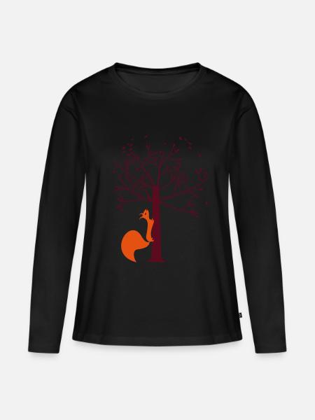 Eichhörnchen klettert - Frauen Premium Bio Langarmshirt - Schwarz
