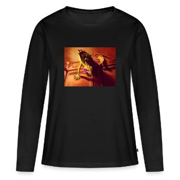 Hypnotische Geckokreatur mit wirbelnden Augen - Frauen Premium Bio Langarmshirt - Schwarz - Vorne - Julia (174cm)