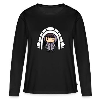 Bande dessinée d’hiver Eskimo Igloo - T-shirt manches longues Premium bio Femme - noir - Devant - Julia (174cm)