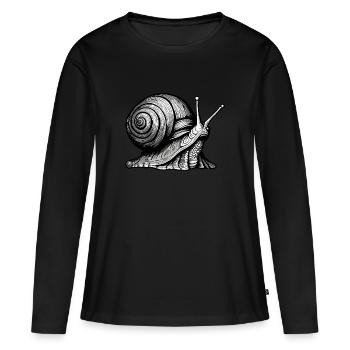 Escargot / Animal / Ramper / Visqueux / Lent - T-shirt manches longues Premium bio Femme - noir - Devant - Julia (174cm)