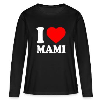 I love mami - T-shirt manches longues Premium bio Femme - noir - Devant - Julia (174cm)
