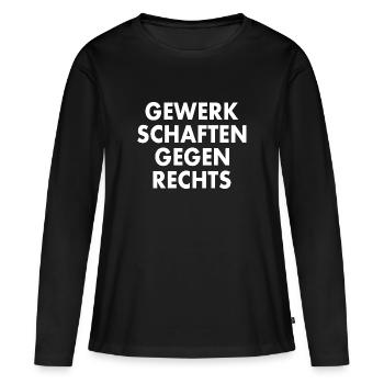 gewerkschaften gegen rechts - Frauen Premium Bio Langarmshirt - Schwarz - Vorne - Julia (174cm)