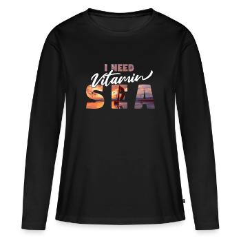 J’ai besoin de vitamines mer - Voilier maritim - T-shirt manches longues Premium bio Femme - noir - Devant - Julia (174cm)