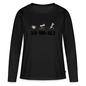 Distance marathon triathlète - T-shirt manches longues Premium bio Femme - noir - Devant - Julia (174cm)