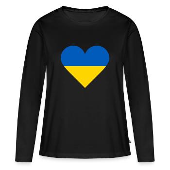 Je soutiens l’Ukraine - T-shirt manches longues Premium bio Femme - noir - Devant - Julia (174cm)