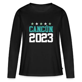 Cancun 2023 - T-shirt manches longues Premium bio Femme - noir - Devant - Julia (174cm)
