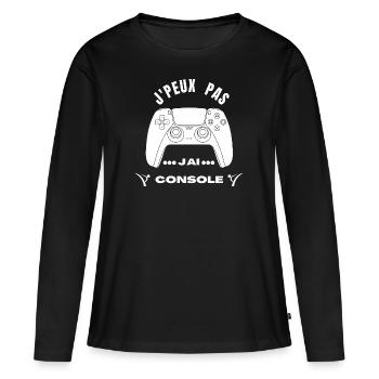 J’peu Pas j’Ai Console - T-shirt manches longues Premium bio Femme - noir - Devant - Julia (174cm)
