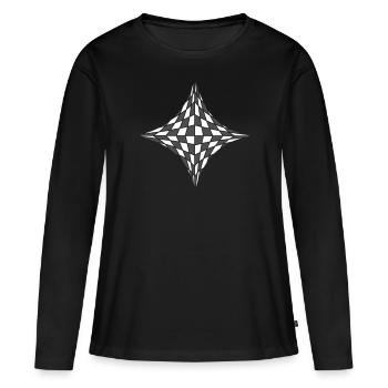 Viereck in optischer Illusion - Frauen Premium Bio Langarmshirt - Schwarz - Vorne - Julia (174cm)
