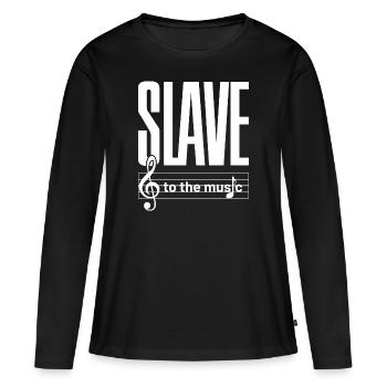 SLAVE to the music weiss - Frauen Premium Bio Langarmshirt - Schwarz - Vorne - Julia (174cm)