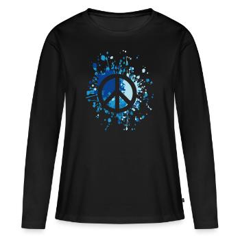 Éclaboussure de couleur de symbole de paix - T-shirt manches longues Premium bio Femme - noir - Devant - Julia (174cm)