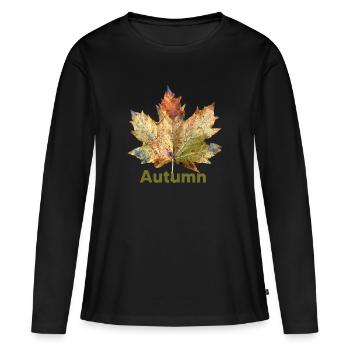 Design chaud d’automne pour la saison froide - T-shirt manches longues Premium bio Femme - noir - Devant - Julia (174cm)
