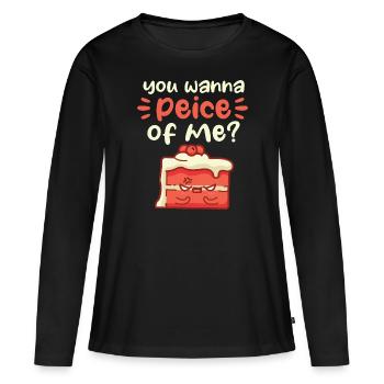 Tu veux un morceau de moi Motif - T-shirt manches longues Premium bio Femme - noir - Devant - Julia (174cm)