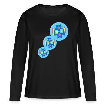 graphic art stern bunt - Frauen Premium Bio Langarmshirt - Schwarz - Vorne - Julia (174cm)