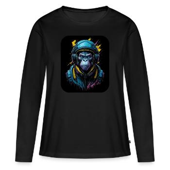 Monkey in an astronaut suit | Space pilot - Women's Premium Organic Long Sleeve Shirt - black - Front - Julia (174cm)