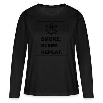 Cool « Smoke Sleep Repeat » design pour lui et elle - T-shirt manches longues Premium bio Femme - noir - Devant - Julia (174cm)