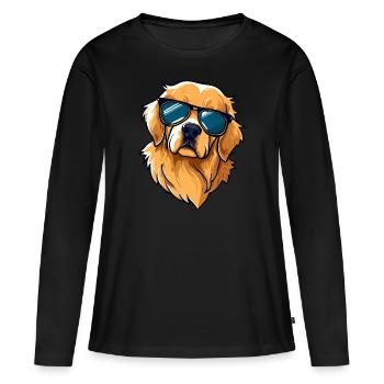 Golden Retriever in Tuxedo wearing Sunglasses - Women's Premium Organic Long Sleeve Shirt - black - Front - Julia (174cm)