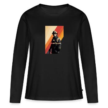 Heldenhaftes Feuerwehr Design für echte Helden - Frauen Premium Bio Langarmshirt - Schwarz - Vorne - Julia (174cm)