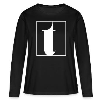 Lettre alphabet t - T-shirt manches longues Premium bio Femme - noir - Devant - Julia (174cm)