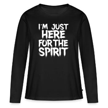 Je suis juste ici pour l’ - T-shirt manches longues Premium bio Femme - noir - Devant - Julia (174cm)