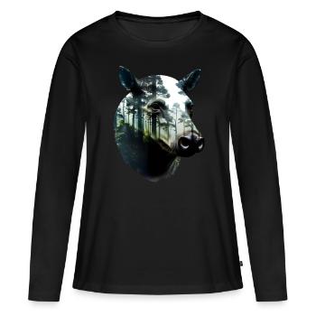 Tapir - T-shirt manches longues Premium bio Femme - noir - Devant - Julia (174cm)