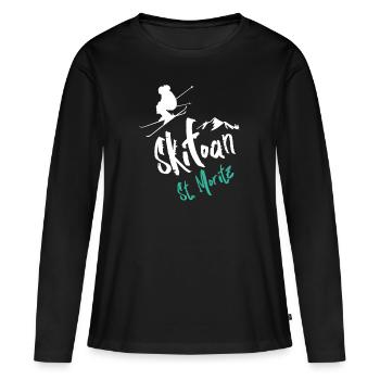Skifahren St Moritz - Frauen Premium Bio Langarmshirt - Schwarz - Vorne - Julia (174cm)