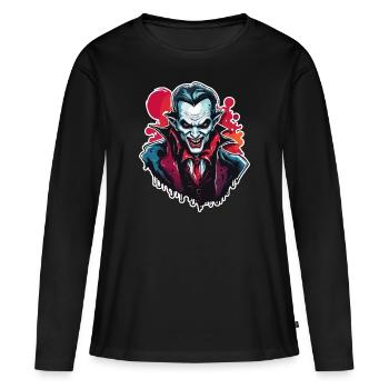 Vampir / Dracula / Blutsauger / Halloween / Mythos - Frauen Premium Bio Langarmshirt - Schwarz - Vorne - Julia (174cm)