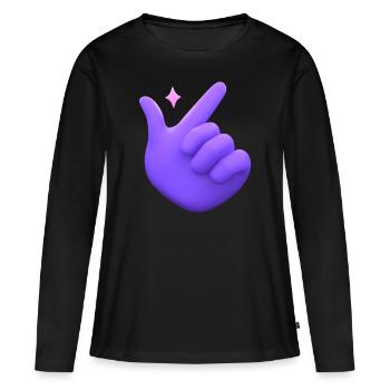 3D main claquement de doigts - T-shirt manches longues Premium bio Femme - noir - Devant - Julia (174cm)