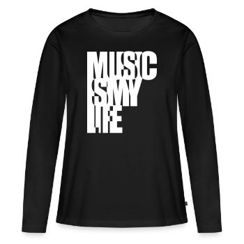 Music is my Life Spruch Musik ist mein Party Leben - Frauen Premium Bio Langarmshirt - Schwarz - Vorne - Julia (174cm)