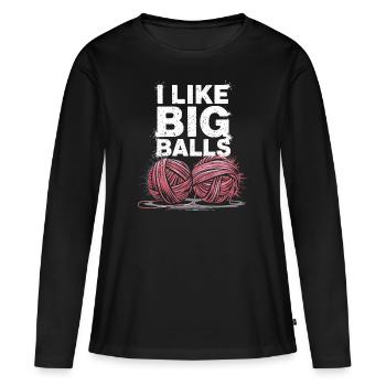 Amour du tricot humoristique pour les femmes créatives - T-shirt manches longues Premium bio Femme - noir - Devant - Julia (174cm)